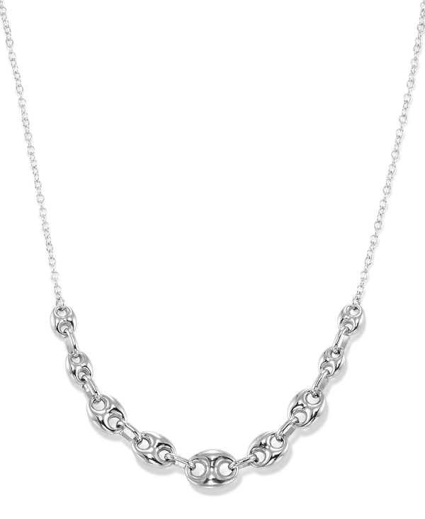 Platinum over Sterling Silver Graduated Mariner Link Bib Necklace, 16" plus 2" Extender, Made in Italy_I_Heart_1