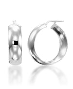 Load image into Gallery viewer, Platinum over Sterling Silver Hand Polished Wide Domed Hoop Earrings, Made in Italy_I_Heart_2

