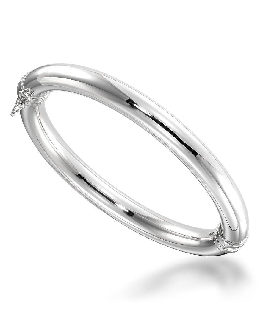 Platinum over Sterling Silver High Polished Bold Tube Bangle Bracelet, Size 7 - Fits Average Wrist Size, Made in Italy_I_Heart_2