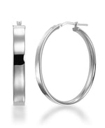 Load image into Gallery viewer, Platinum over Sterling Silver High Polished Large Oval Hoop Earrings with Omega Back, Made in Italy_I_Heart_2
