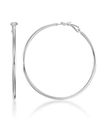 Load image into Gallery viewer, Platinum over Sterling Silver Large Thin Hoop Earrings with Omega Back, Made in Italy_I_Heart_2
