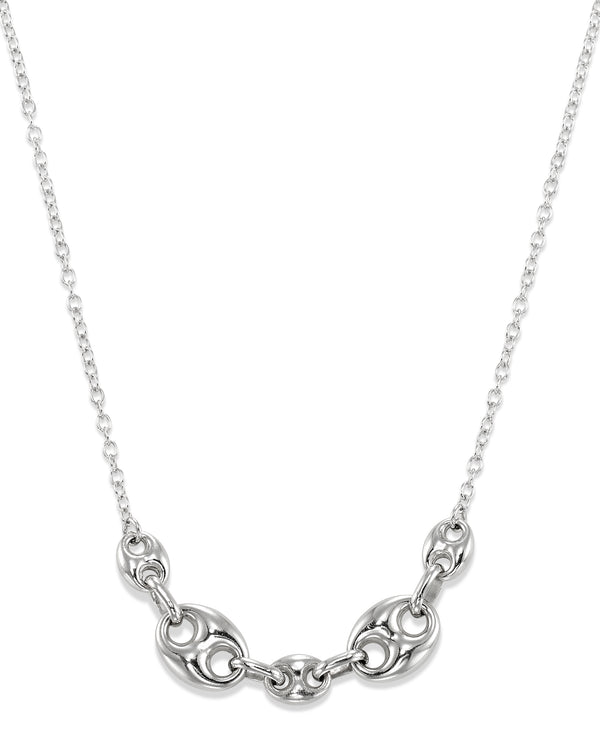Platinum over Sterling Silver Mariner Link Bib Necklace, 16" plus 2" Extender, Made in Italy_I_Heart_1