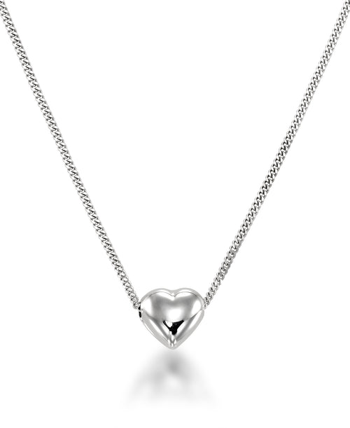 Petite Puffy Heart on Baby Curb Chain, 16
