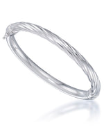 Load image into Gallery viewer, Platinum over Sterling Silver_ Reversable Italian Twist and High Polished Dome Bangle, Size 7 - Fits Average Size Wrist, Made in Italy_I_Heart_2
