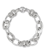Load image into Gallery viewer, Platinum over Sterling Silver_Polished and Textured Multi Link Bracelet with Nano Diamond Resin® Core, Magnetic Closure_I_Heart_1
