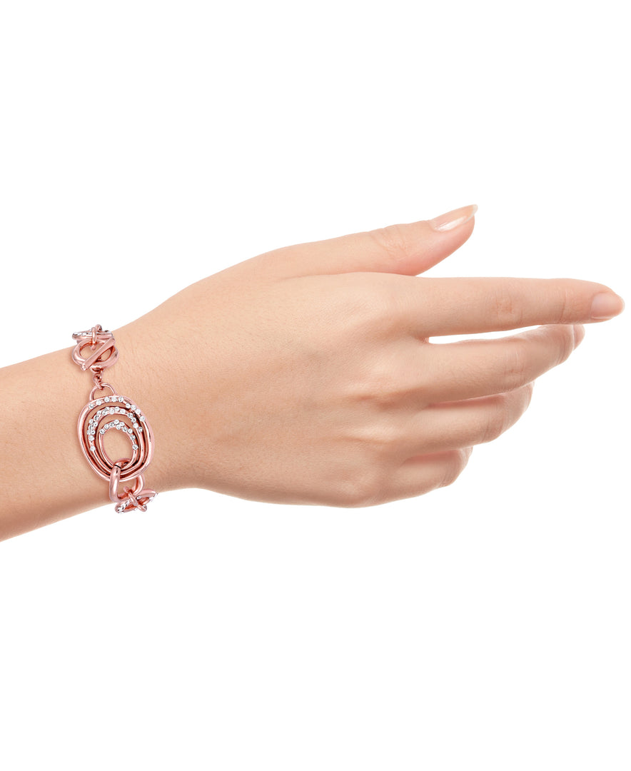 Rose Gold Tone_1/2 CT. T.W. Simulated Diamond Organic Multi Link Bracelet , 7"_I_Heart_3
