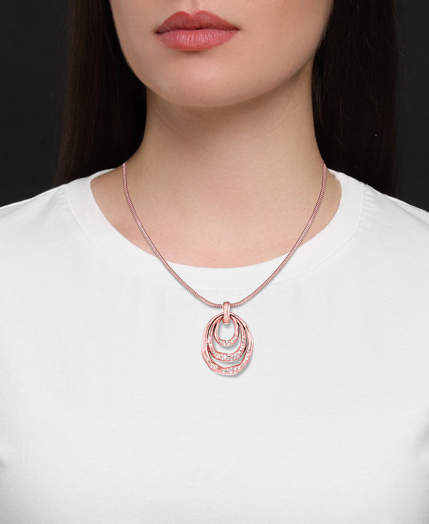 Rose Gold Tone Rose Gold Tone_1/6 CT. T.W. Simulated Diamond Organic Tripple Oval Pendant , 18" Chain_I_Heart_3