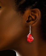 Cargar imagen en el visor de la galería, Sterling Sellow Silver_Amber Rosa® Red Genuine Amber Bold Teardrop Dangle Earrings_I_Heart_2
