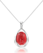 Load image into Gallery viewer, Sterling Silver_Amber Rosa® Red Genuine Amber Modern Teardrop Pendant, 18&quot; Chain_I_Heart_2
