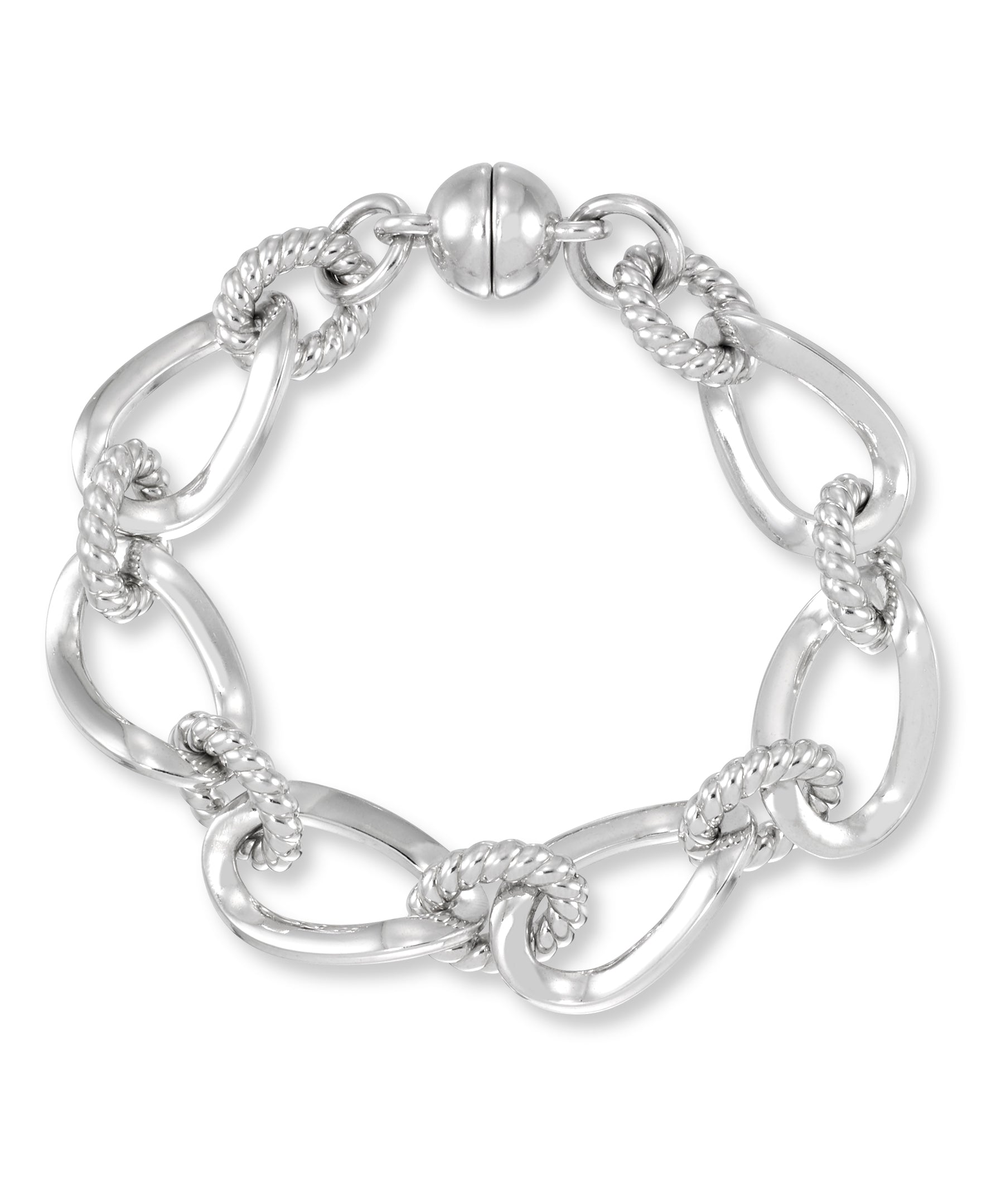 アクセサリー Lncs silver925 Twist Wave Bracelet Sculpted Twist and Oval Link Bracelet with Nano Diamond Resin