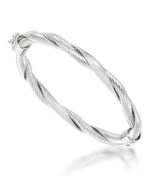 Load image into Gallery viewer, Platinum over Sterling Silver_Sculpted Twist and Polished Bangle Bracelet_I_Heart_1
