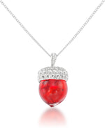 Load image into Gallery viewer, Sterling Silver_Amber Rosa® Red Genuine Amber Acorn Pendant , 18&quot; Chain_I_Heart_2
