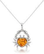 Load image into Gallery viewer, Sterling_Silver_Amber Rosa® Red Genuine Amber Happy Crab Pendant, 18&quot; Chain_I_Heart_2
