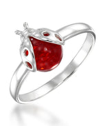 Cargar imagen en el visor de la galería, Sterling Silver Amber Rosa® Red Genuine Amber Ladybug Ring_I_Heart_2
