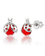 Load image into Gallery viewer, Sterling Silver_Amber Rosa® Red Genuine Amber Ladybug Stud Earrings_I_Heart_2
