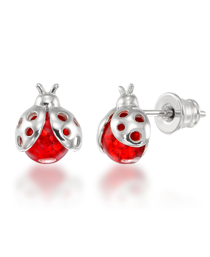 Sterling Silver_Amber Rosa® Red Genuine Amber Ladybug Stud Earrings_I_Heart_2