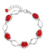 Load image into Gallery viewer, Sterling Silver Amber Rosa® Red Genuine Amber Madern Teardrop Bracelet, 7&quot; Plus 2&quot; Extender_I_Heart_2
