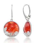 Cargar imagen en el visor de la galería, Sterling Silver_Amber Rosa® Red Genuine Amber Sealife Dangle Earrings_I_Heart_2
