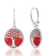 Load image into Gallery viewer, Sterling Silver_Amber Rosa® Red Genuine Amber Tree of Life Dangle Earrings_I_Heart_2
