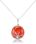 Load image into Gallery viewer, Sterling Silver_Amber Rosa® Red Genuine Amber Vine Motif Pendant, 18&quot; Chain_I_Heart_2

