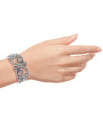 Load image into Gallery viewer, Sterling Silver_Tori Hill® Genuine Marcasite Filigree Cuff Bangle Bracelet_I_Heart_1
