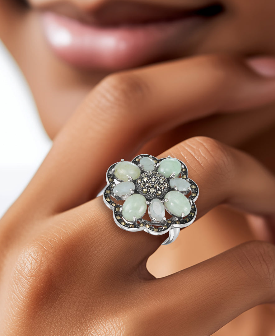 Sterling SIlver_Tori Hill® Genuine Marcasite and Multi Jade Heirloom Ring_I_Heart_1