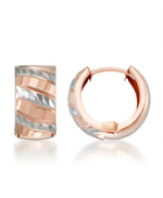 Load image into Gallery viewer, Two-Tone_14K Gold Diamond Cut Huggie Hoop Earrings. Made in Turkey_I_Heart_1
