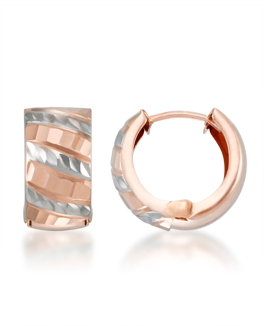 Two-Tone_14K Gold Diamond Cut Huggie Hoop Earrings. Made in Turkey_I_Heart_1