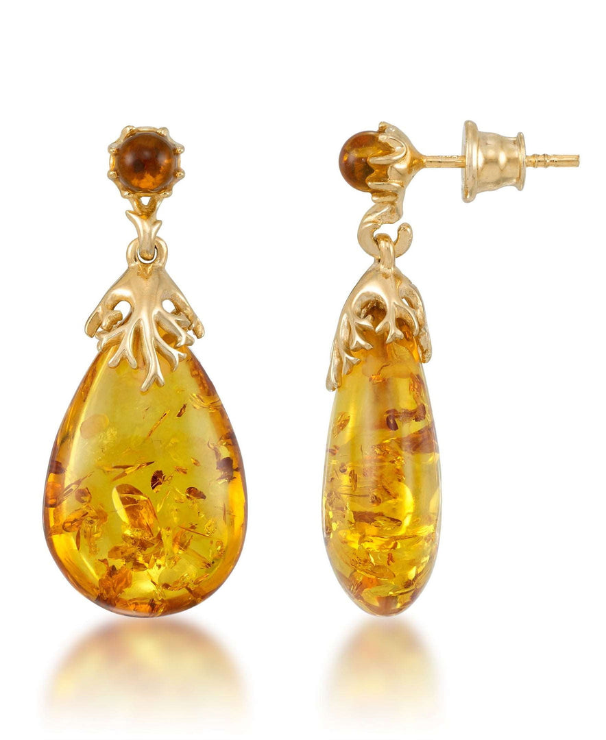 18K Yellow Gold over Sterling Silver_Amber Rosa™ 18k Yellow Gold over Genuine Amber Bold Teardrop Dangle Earrings - iHeart Jewels_I_Heart_1