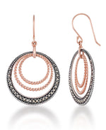 Load image into Gallery viewer, 18K Rose Gold over Sterling Silver Tori Hill® Genuine Marcasite Concentric Circle Dangle Earrings_I_Heart_2
