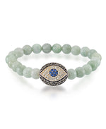 Load image into Gallery viewer, Sterling Silver_Tori Hill® Genuine Marcasite, Cystal and Genuine Jade Evil Eye Bead Bracelet_I_Heart_1
