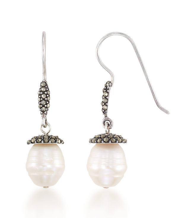 Sterling Silver Tori Hill® Genuine Marcasite Freshwater Cultured Pearl Dangle Earrings_I_Heart_1
