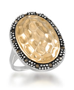 Load image into Gallery viewer, 14K Yellow Gold over Sterling Silver_Tori Hill®  Genuine Marcasite Hammered Oval Halo Ring in Two-Tone Sterling Silver_I_Heart_1
