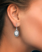 Load image into Gallery viewer, Sterling Silver_Tori Hill® Genuine Marcasite and Crystal Oval Dangle Earrings_I_Heart_1
