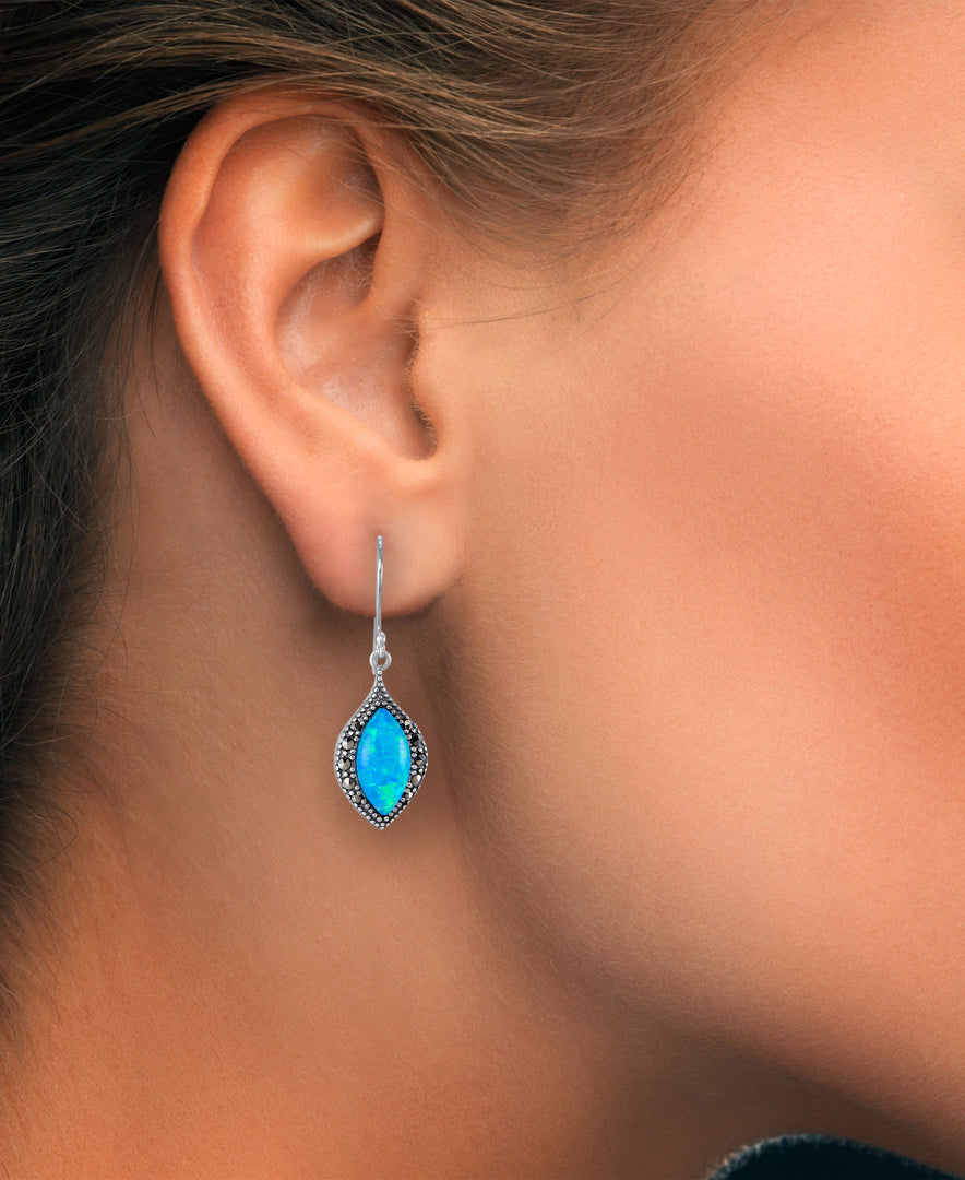 Sterling Silver_Tori Hill® Genuine Marcasite and Simulated Opal Teardrop Dangle Earrings_I_Heart_1