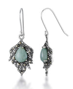 Load image into Gallery viewer, Sterling Silver_Tori Hill® Genuine Marcasite and Teardrop Jade Fringe Dangle Earrings_I_Heart_1
