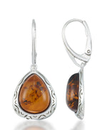 Load image into Gallery viewer, Sterling Silver_Amber Rosa™ Genuine Amber Bold Teardrop Dangle Earrings - iHeart Jewels_I_Heart_1
