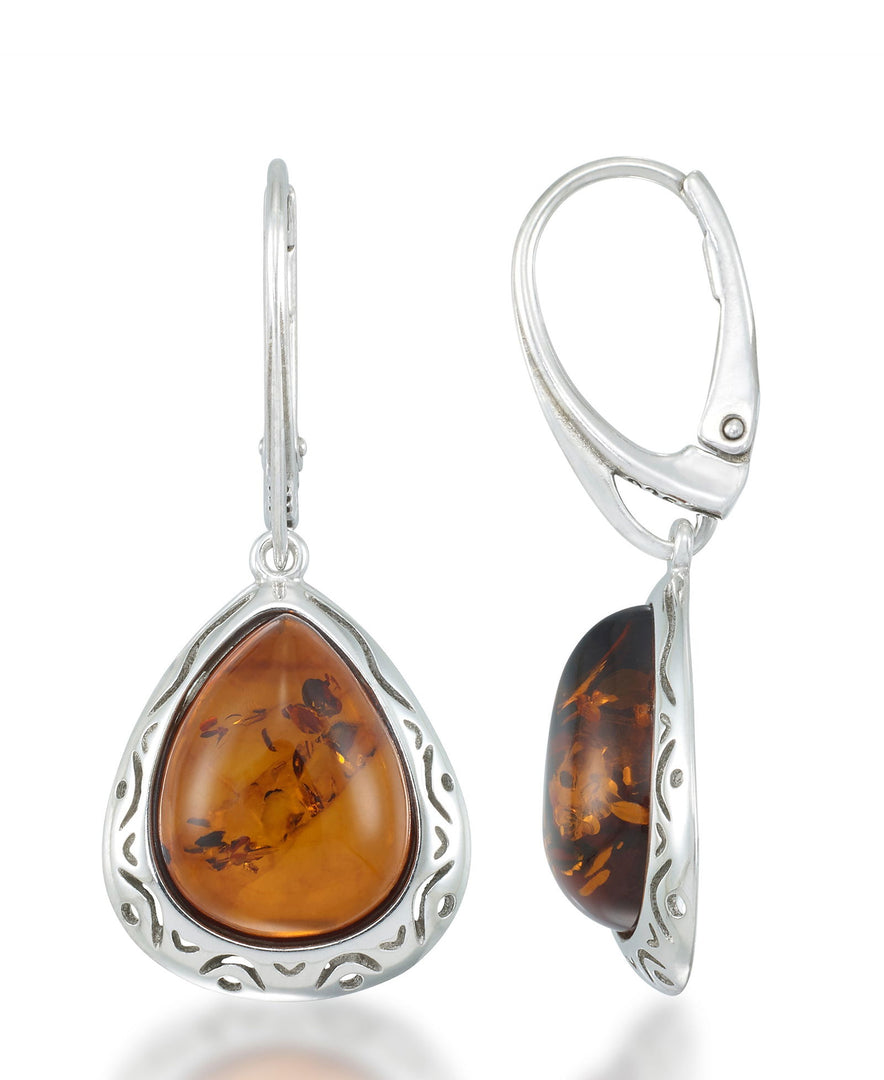Sterling Silver_Amber Rosa™ Genuine Amber Bold Teardrop Dangle Earrings - iHeart Jewels_I_Heart_1