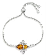 Cargar imagen en el visor de la galería, Sterling Silver_Amber Rosa™ Genuine Amber Bumble Bee Adjustable Bracelet - iHeart Jewels_I_Heart_1
