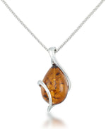 Load image into Gallery viewer, Sterling Silver _Amber Rosa™ Genuine Amber Teardrop Pendant 18&quot; - iHeart Jewels I_Heart_2
