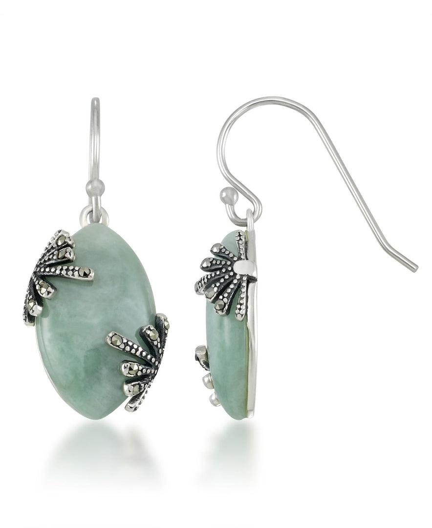 Sterling Silver_Tori Hill® Genuine Jade and Marcasite Oval Drop Earrings_I_Heart_1