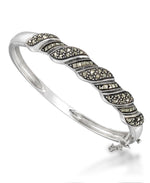 Load image into Gallery viewer, Sterling Silver_Tori Hill® Genuine Marcasite Braided Hinged Bangle, 7&quot;_I_Heart_1

