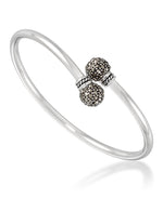 Load image into Gallery viewer, Sterling Silver_Tori Hill® Genuine Marcasite Bypass Bangle_I_Heart_1

