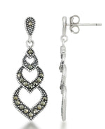 Load image into Gallery viewer, Sterling Silver_Tori Hill® Genuine Marcasite Drop Earrings_I_Heart_1
