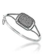 Load image into Gallery viewer, Sterling Silver_Tori Hill® Genuine Marcasite Drusy Hinged Bangle Bracelet_I_Heart_1
