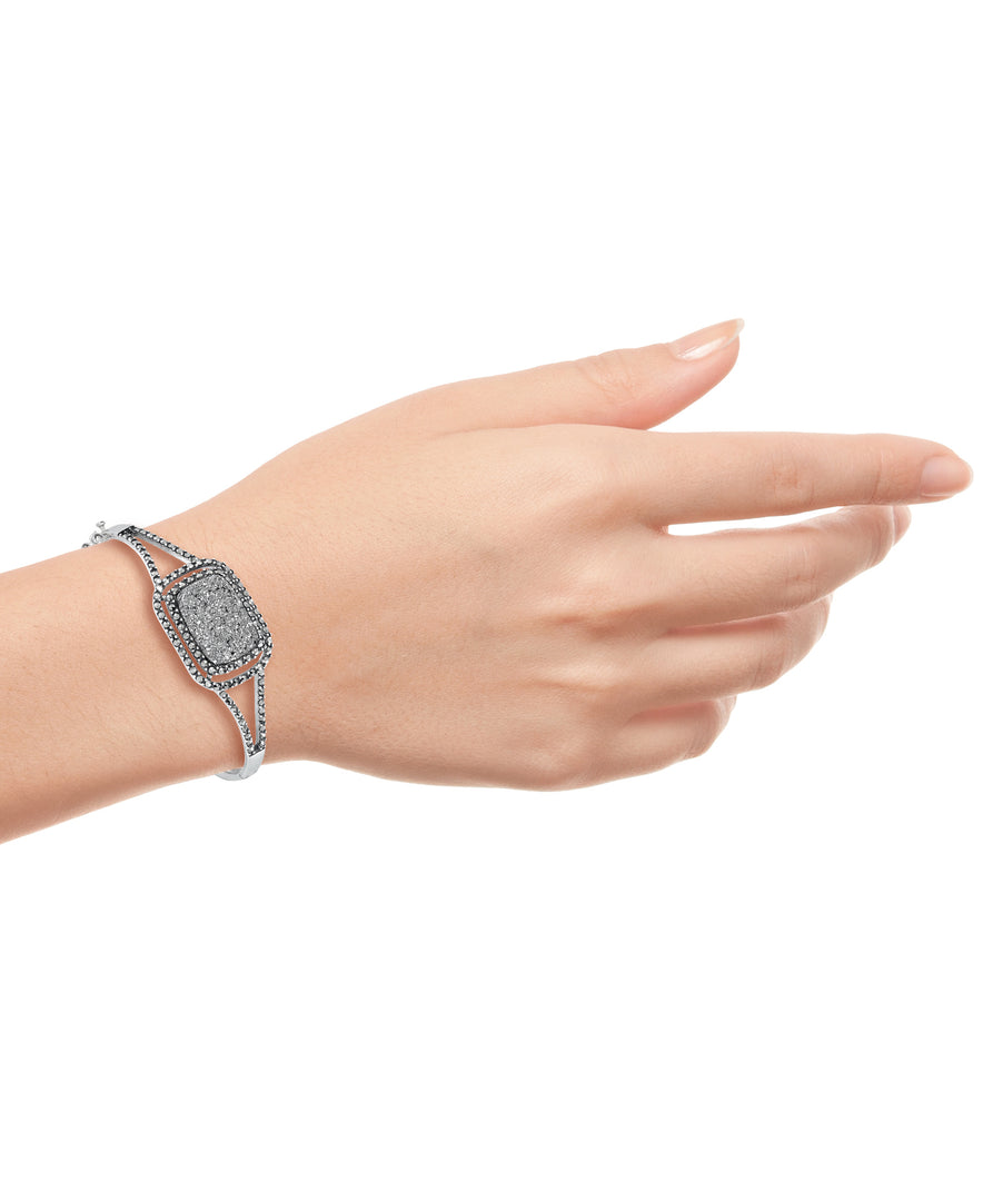 Sterling Silver_Tori Hill® Genuine Marcasite Drusy Hinged Bangle Bracelet_I_Heart_1