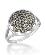 Load image into Gallery viewer, Sterling Silver_Tori Hill® Genuine Marcasite Flower Power Ring_I_Heart_1
