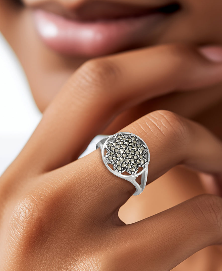 Sterling Silver_Tori Hill® Genuine Marcasite Flower Power Ring_I_Heart_1