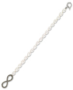 Load image into Gallery viewer, Sterling Silver_Tori Hill® Genuine Marcasite Fresh Water Cultured Pearl Infinity Bracelet_I_Heart_1
