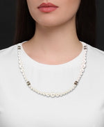 Load image into Gallery viewer, Sterling Silver_Tori Hill® Genuine Marcasite Graduated Simulated Pearl Necklace_I_Heart_1
